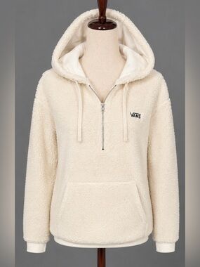 Vans Cream Sherpa Half-Zip Pullover Hoodie-S